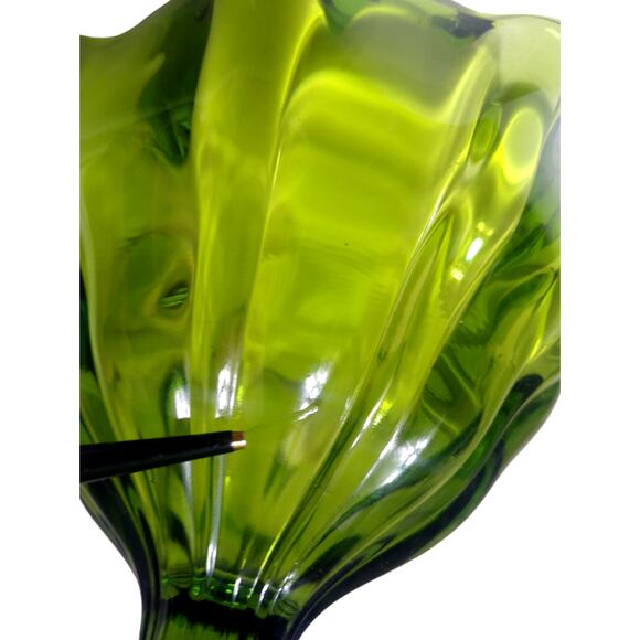 Vtg L.E. Smith Green Simplicity Pedestal Compote Dish - Picture 6 of 7